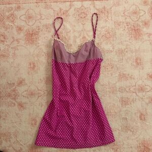 Moschino Fuchsia and White Polka Dot Chemise